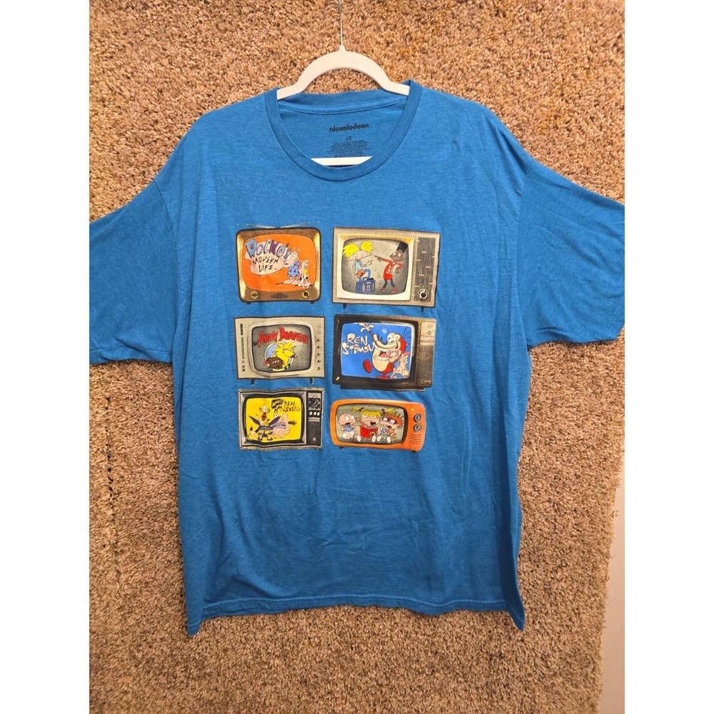 Nickelodeon Nick Toons Rugrats Ren & Stimpy Tee Unisex 2XL Blue